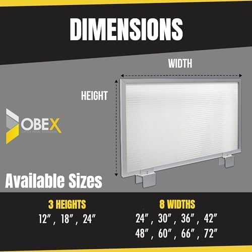 OBEX Screen Extender Polycarbonate Desk Privacy Panel & Divider for Office Cubicle, 24" x 36", Translucent