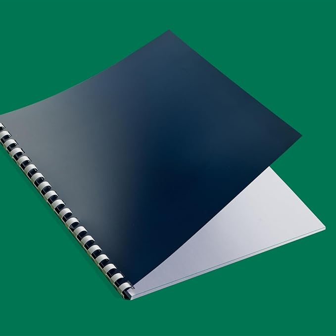 TOTiyea 50 Pack 16 Mil Poly Binding Covers, Sand Texture Binding Presentation Covers, Square Corners, Un-Punched (8.5 x 11 Inches, Letter Size, Navy Color)