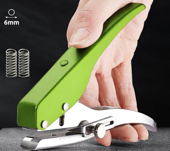 Hole Punch, Heavy Duty Hole Puncher Single Hole Punch Handheld Paper Punch Hole Puncher Single Small Hole Punch One Hole Punch for Paper Crafts Cards Tags Scrapbook- 1/4 inch-6mm