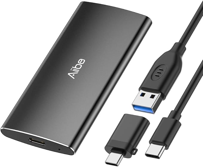 Aiibe 1TB External SSD USB C Portable SSD USB 3.2 Gen 2, Up to 1050MB/s, External Solid State Drive 1TB External Hard Drive for iPhone 16/15, Laptop, Mac and PS5 (Black)