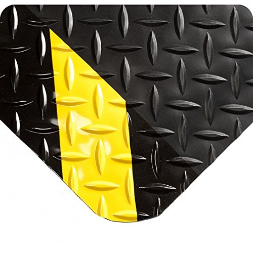 Wearwell 414.1516x2x63CHV Diamond-Plate SpongeCote UltraSoft Mat, 63' Length x 2' Width x 15/16" Thick, Black with Chevron