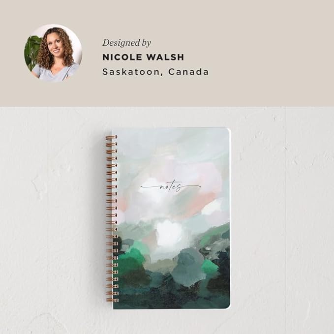 Minted Light Seeker Notebook, Writing Journal for Notes & Journaling, Durable Acrylic Free Cover, Painted, Abstract, Modern Art Design, Spiral Bound Journal Notebook with 80 Lined Pages, 5.5" x 8.5"