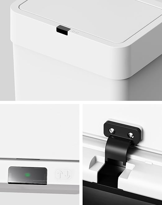 Cesun Bathroom Trash Can with Lid, 4 Gallon Motion Sensor Garbage Can Automatic Touchless Trash Cans, Slim Plastic Smart Waste Basket for Bedroom, Office, Living Room, White