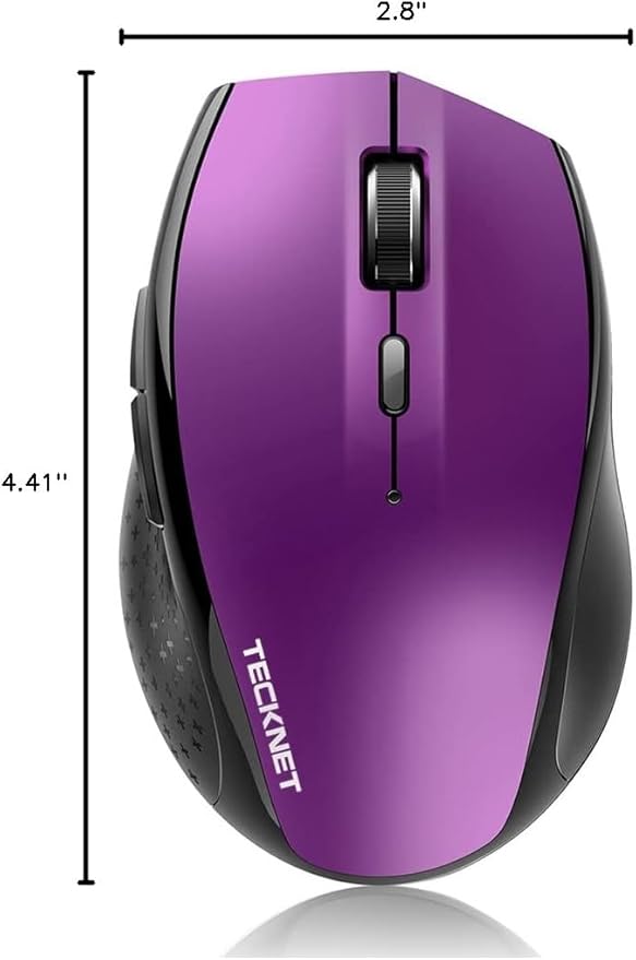 TECKNET Bluetooth Mouse, 4800 DPI Wireless Mouse, 2-Year Battery 6 Adjustable DPI, 6 Buttons Compatible with Laptop/Windows/Computer - Purple