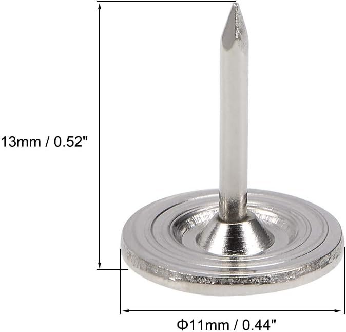 uxcell Upholstery Nails Tacks 11mmx13mm Flat Head Furniture Nails Pins Silver Tone for Furniture Sofa Headboards, 50 Pcs