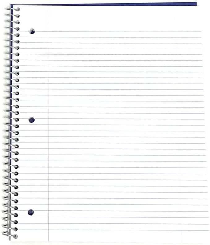 Mintra Office Durable Spiral Notebooks, 1 Subject, (Green, White, Orange, College Ruled 3pk)