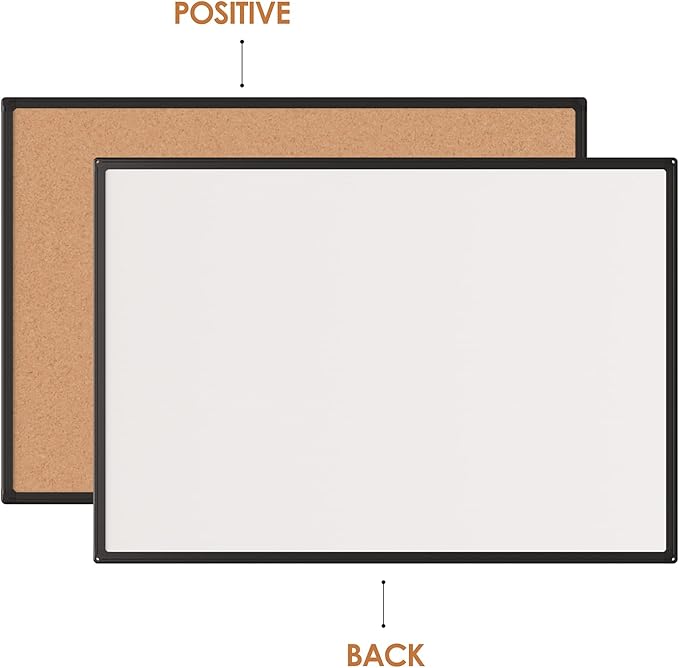 Board2by 2-Pack Cork Board Bulletin Board 48 x 36, Black Aluminium Framed 4x3 Corkboard, Office Board for Wall Cork, Large Wall Mounted Notice Pin Board with 18 Push Pins for School, Home & Office