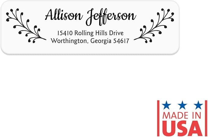 Modern Black and White Rolled Address Labels / 500 Personalized Return Address Labels/Designer Address Stickers in Elegant Plastic Dispenser