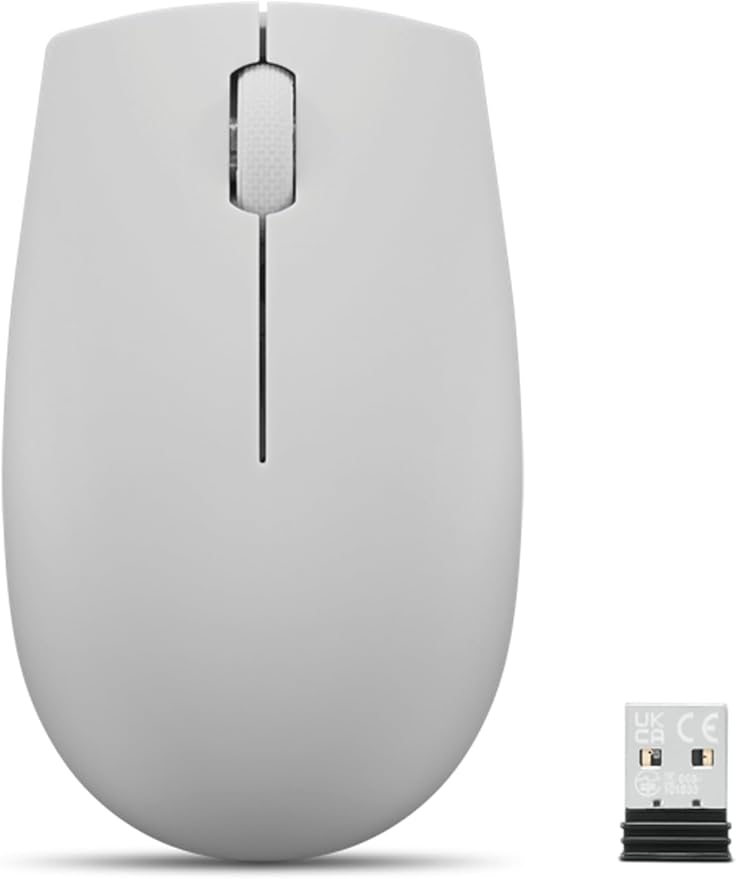 Lenovo 300 Wireless Mouse – Computer Mouse for PC, Laptop with Windows – Ambidextrous Design – 2.4 GHz Nano USB Receiver – 12 Month Battery Life
