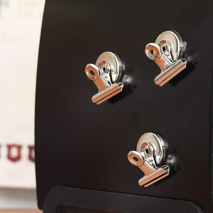 Grtard 60pack Magnetic Clips Heavy Duty, Silver Magnet Clips for Fridge, Refrigerator Magnets, Strong Magnetic Clip,Scratch Free Magnets with Clip for Refrigerator, Whiteboard, Classroom, Locker