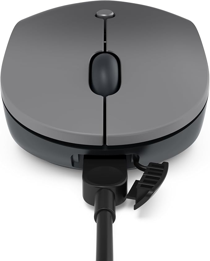 Lenovo Go USB-C Essential Wireless Mouse, 2.4 GHz Nano USB-C Receiver, Adjustable DPI, Rechargeable Battery, Ambidextrous, GY51C21210, Grey