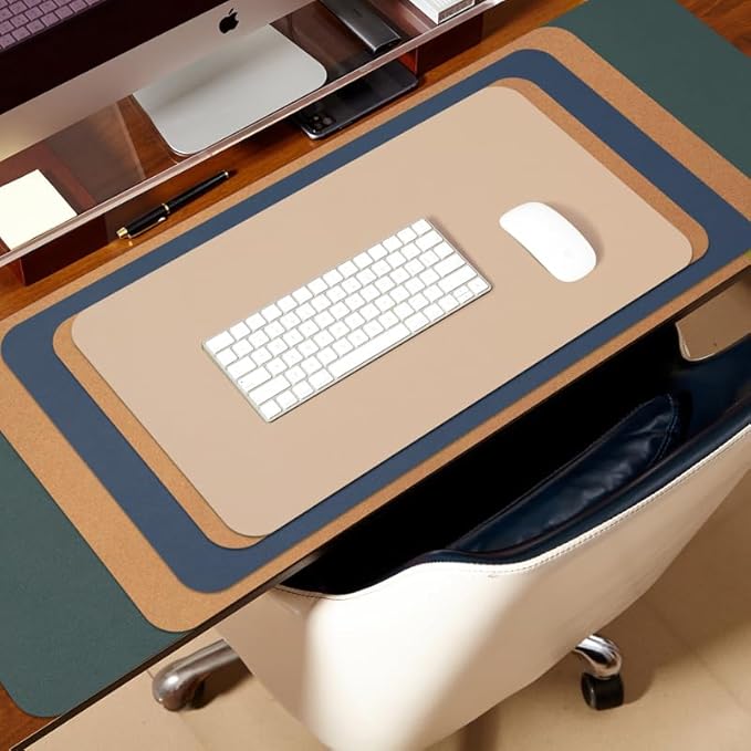 Cork Desk Mat - Dual-Sided Desk Pad for Office and Home - Desk Organization and Accessories - Ideal for Large Mouse Pad and Desk Mats on Top of Desks(Olive Green,36"x 17")