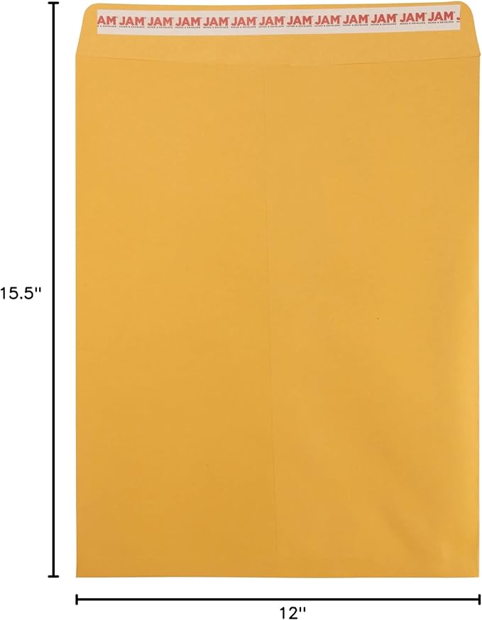 JAM PAPER 12 x 15 1/2 Open End Catalog Envelopes with Peel and Seal Closure - Brown Kraft - Bulk 500/Box