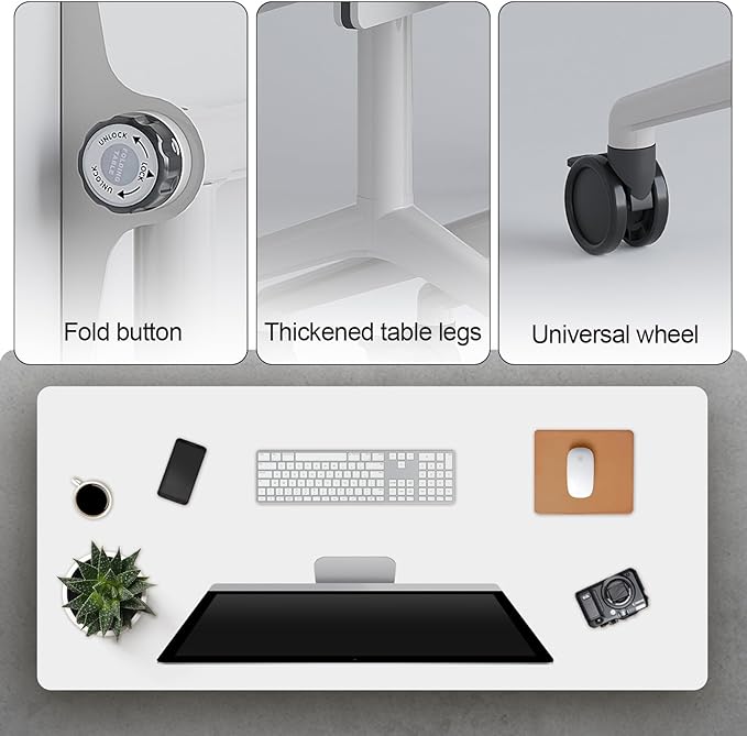 Folding Conference Table, Modern Large Conference Room Tables with Flip-Top Design, Foldable Conference Table Meeting Table with Wheels, Mobile Seminar Training Tables for Office Classroom (6, White)