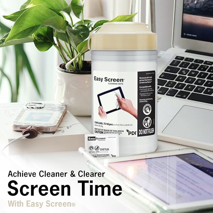 Easy Screen, Premium Screen Cleaning Wipes, Electronics, Touchscreens, and Glasses Cleaner, 50 Individual Packets Per Box, Large 5” x 8” Wipe