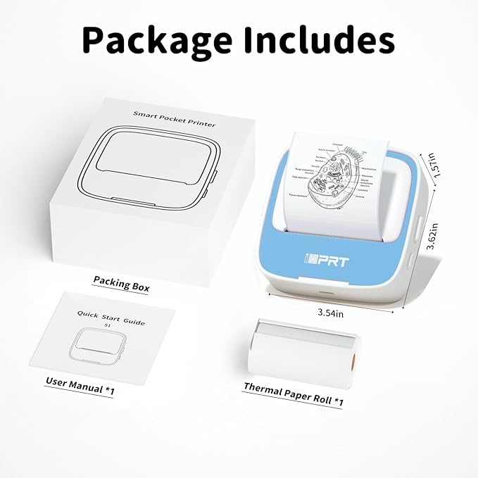 iDPRT Portable Mini Thermal Sticker Printer, Bluetooth Inkless Printers with 1 Roll Sticker Paper, Sticker Machine Efficiently and Quickly, for Notes, Journal, DIY, Kids Gift