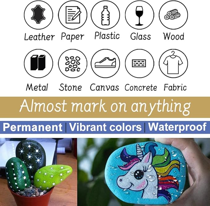 Paint Pens Paint Markers - Red Permanent Markers 8 Pack, Oil Based Waterproof Quick Dry Medium Tip Marker Pen for Metal, Wood, Fabric, Plastic, Rock, Stone, Mugs, Canvas, Glass, Art Craft