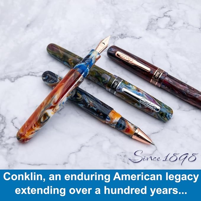 Conklin 1898 Fountain Pen, Misto Green - Stub Nib | Unique Resin Blend Pen with Luxury Design | JoWo Stainless Steel Nib Made in Germany | Ideal Gift for Pen Lovers