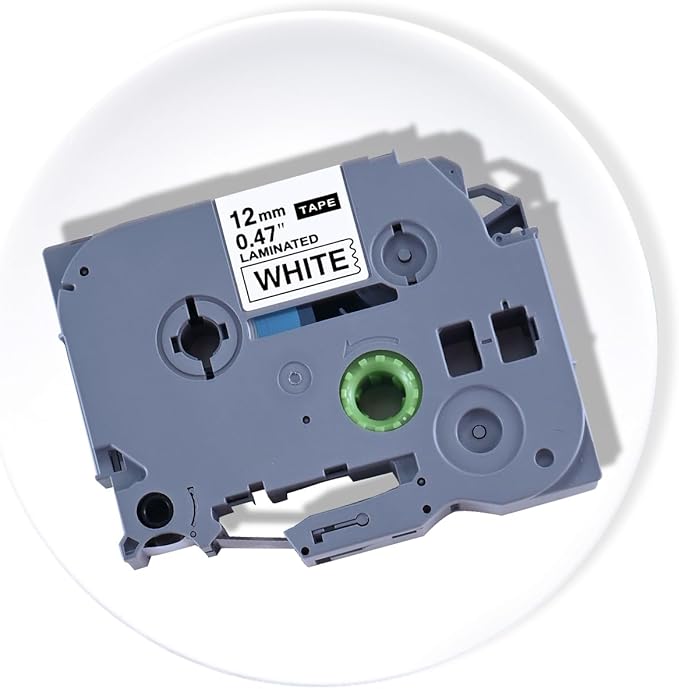 Label Maker Tape 12mm 0.47 White Replacement Brother Label Maker Tape, P-Touch Label Tape, Compatible with Brother PT-D210 H110 D220 D410 D600, 4-Pack