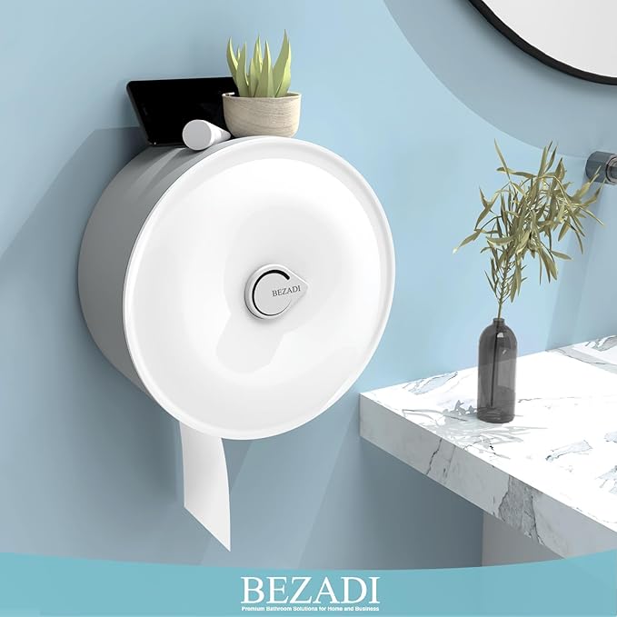 Paper Towel Dispenser Wall Mount, Jumbo Roll Toilet Paper Dispenser Key Lock Commercial Household Large Capacity White