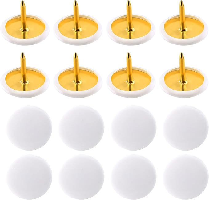 Piutouyar 300Pcs White Decorative Flat Push Pin, Plastic Roundness Head Thumbtack, Black Thumb Tacks for Wall, Map, Cork Board, 3/8 Inch