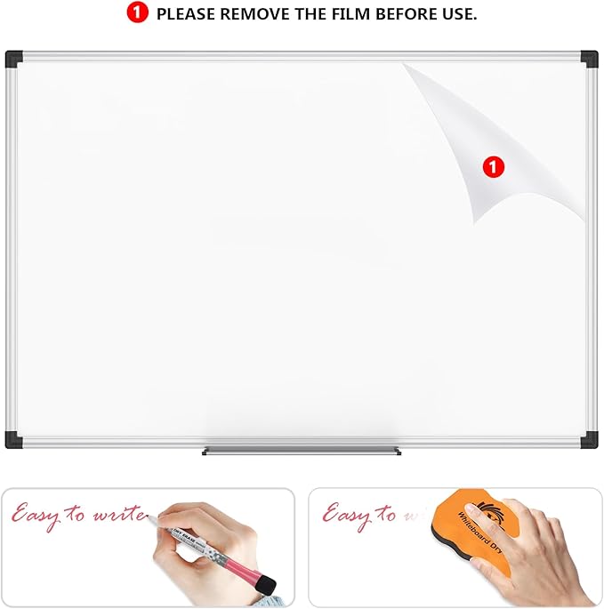 XBoard Magnetic Dry Erase Whiteboard 24 x 18 Inch, Double Sided White Board for Wall with Marker Tray | Silver Aluminum Frame Presentation Board for Home Office Classroom