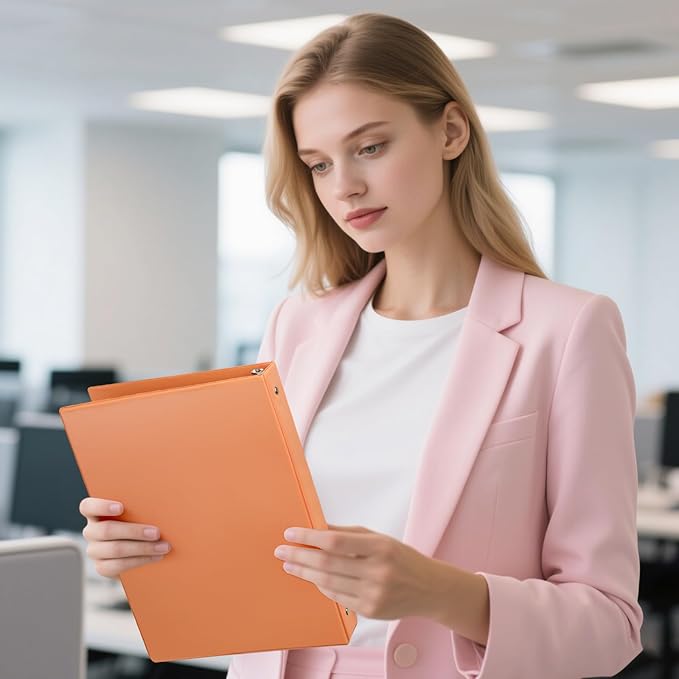 6-Pack 1-Inch Round Ring Binder, Standard 3 Ring Binder Fit Letter Size Paper, Presentation View Binders, Orange