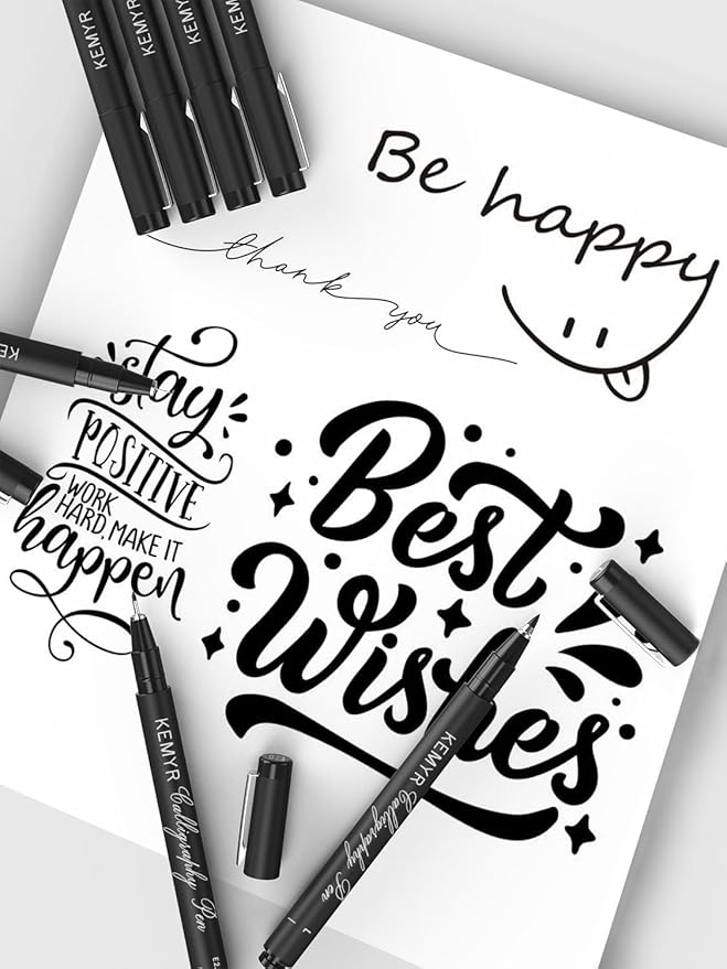 4 Micro Fine liner Drawing Art Pens Calligraphy Pens: BR Size Black Art supplies Waterproof Archival Black Ink Markers For Artists,Use for Professional Watercolor,Sketching