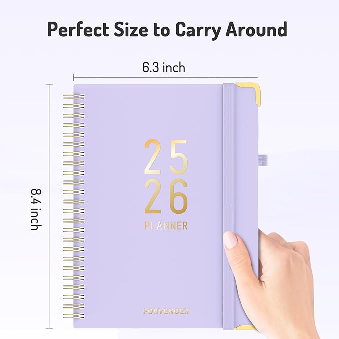 Jul 2025 - Dec 2026 Planner, Forvencer Academic Planner 2025-2026, 18 Month Daily Planner, 6" x 8", Weekly & Monthly Agenda Book, Hardcover Calendar Book, School Supplies for Student Teacher, Marble