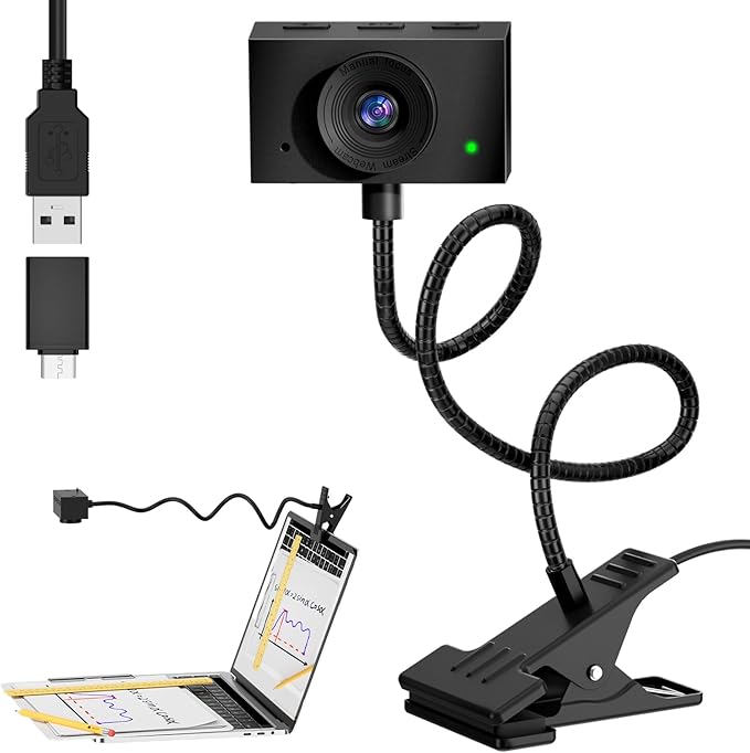 Eye Contact Web Camera for Desktop Computer – 1080P USB Camera with Microphone & Stand, Center Cam for Laptop or Desktop, Manual Focus, Plug & Play for macOS & Windows(Black)