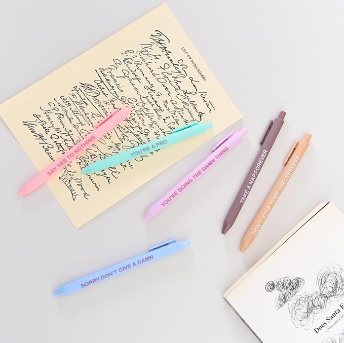 Funny Pens Set for Adults, Swear Word Daily Ballpoint Pen, Premium Novelty Pens Set Days of The Week Pens Dirty Cuss Word Pens for Each Day Funny Office Gifts for Coworkers (J)