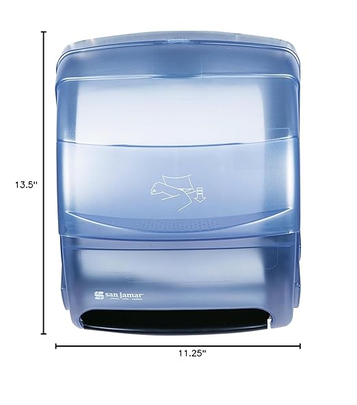 San Jamar T850 Integra Lever Roll Towel Dispenser, Fits 8-1/4" Wide and 8-1/2" Diameter Roll, 11-1/2" Width x 13-1/2" Height x 11-1/4" Depth, Arctic Blue