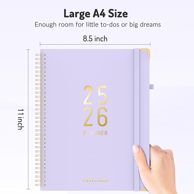 Jul 2025 - Dec 2026 Planner, Forvencer Academic Planner 2025-2026, 18 Month Daily Planner, 8.5" x 11", Weekly & Monthly Agenda Book, Hardcover Calendar Book, School Supplies for Student Teacher, Black