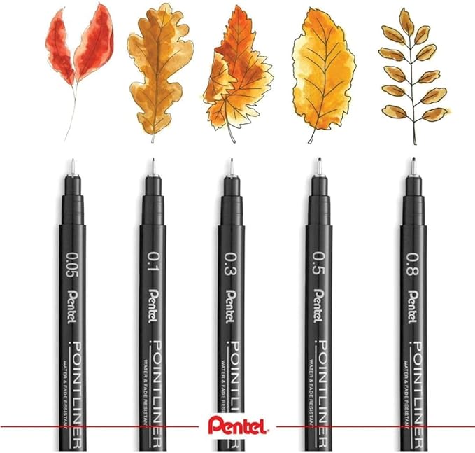 Pentel Arts Pointliner Pen, (0.05mm), Black Ink, Box of 12 Pens (S20P-05A)