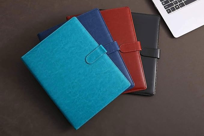 Padfolio Clipboard Folder Portfolio, Mymazn Faux Leather Folder Storage Clipboard with Cover for 8.5 x 11 Legal Pad A4 Refillable Folio Conference Writing Notepad (Blue)