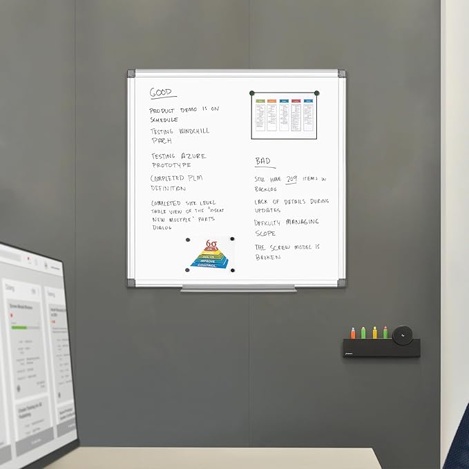 24"x24" Magnetic Whiteboard Wall Mount Dry Erase Board for Home Office, Dorm Room, Cubicle | Square White Board | Space-Saving White Board