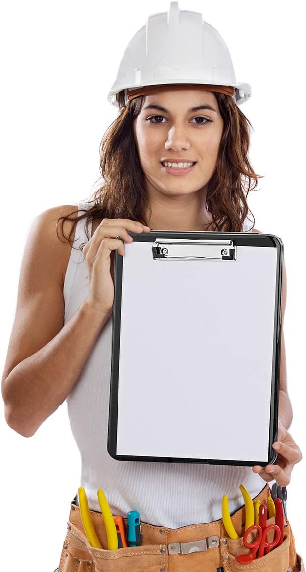 ZCZN Plastic A4 Form Storage Box Case, Black Clipboard Case, Suitable for School, Utility, Industrial Office, Medical Personnel, Set of 2