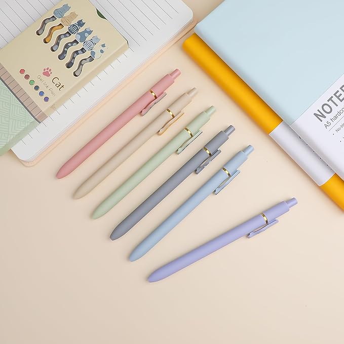 Ddaowanx Cat Gel Pens, 6 Assorted Colors 0.7mm Cute Colored Pens Fine Point Smooth Writing,Kawaii Office School Supplies,Cat Gifts for Women(6 Pcs Cat, Multicolor)