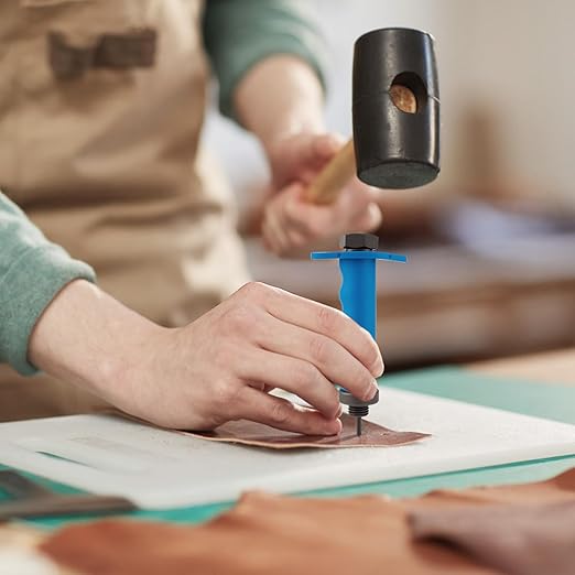 Hollow Punch Set, 14pcs Premium Leather Hole Punch Kit with Pin Point Punch Shaft, Gasket Cutting Puncher for Leather, Rubber & Plastic, 3/16" to 1-3/8"