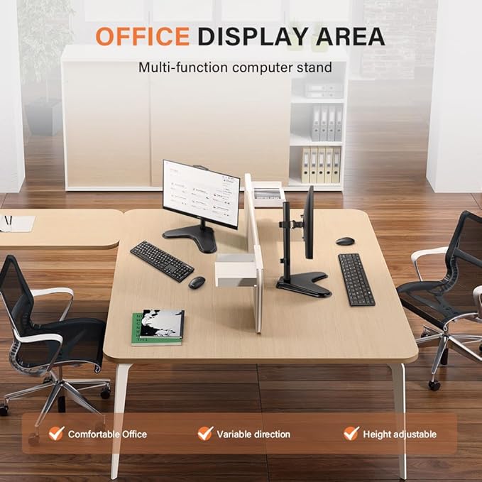 KKTONER Single Computer Monitor Stand Metal Base Free Standing Desk Vesa Mount for 13 inch to 32 inch Screen Height Adjustable Monitor Mount Full Motion Swivel Vesa 75*75mm/100*100mm Hold up 17.6Lbs