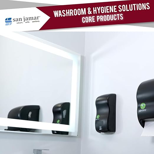 San Jamar Ecologic Smart Essence Recycled Plastic Electronic Paper Towel Dispenser, Universal Roll Capacity, Wall Mounted Dispenser with Zero Waste for Home and Business Universal, Black