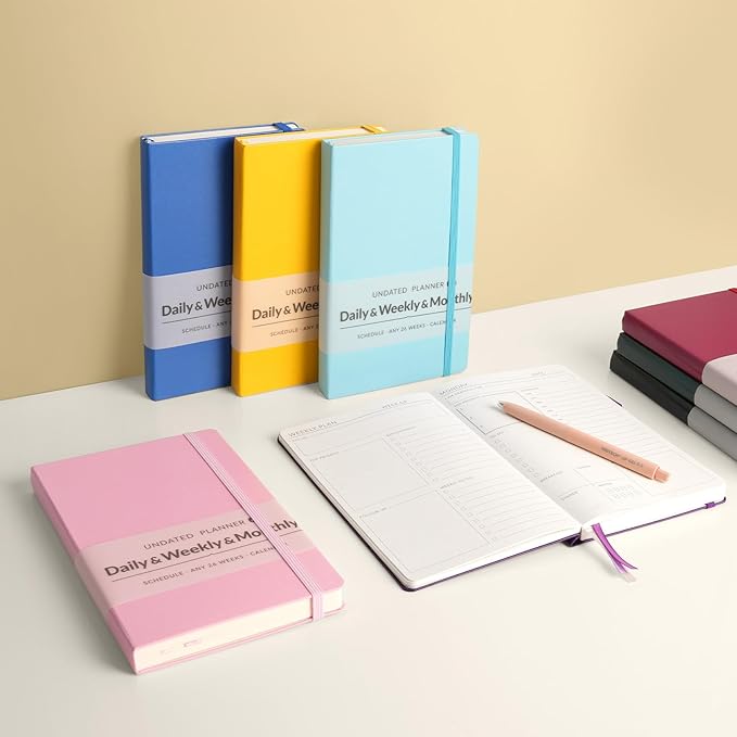 Undated Weekly Planner for 2025, Forvencer Simplified Daily & Weekly & Monthly Calendar Planner, Cute Daily Organizer Notebook, Agenda Journal to Track Goals & Tasks, Start Anytime, A5 Size, Purple