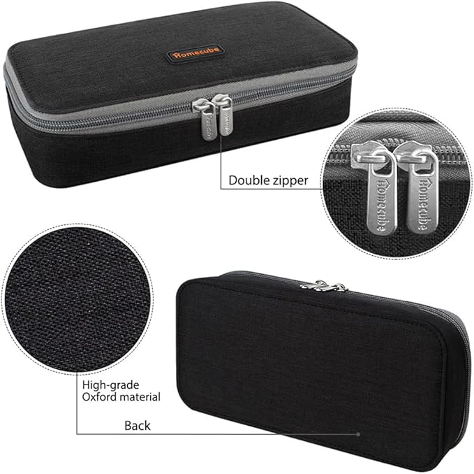 Homecube Capacious Pencil Case Marker Holder Pouch Desk Organizer Big Pencil Bag with Zipper Large Storage Box for College Middle School Office Supplies Stationery - Black