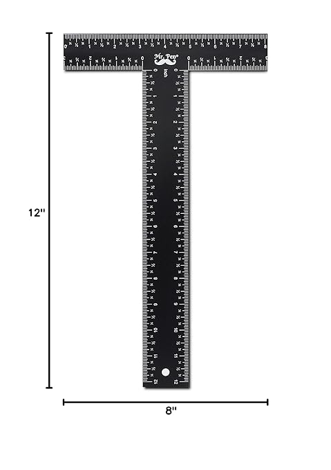 Mr. Pen - T Square, T Ruler, 12 inch Metal Ruler, T Square Ruler, Drafting Tools, Architect Ruler, Set Square, Drafting Ruler, Tsquare, Truler, Architectural Triangle, Tee Ruler, L Square, Scale Ruler