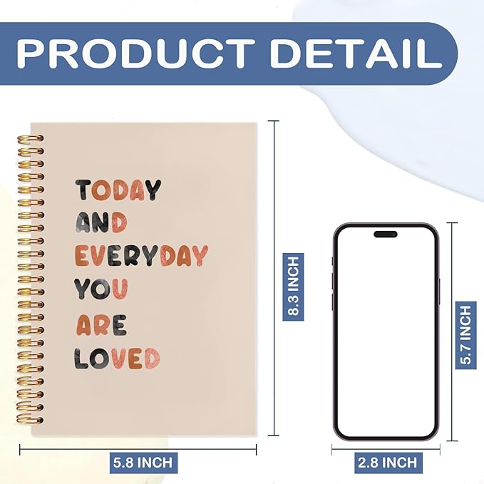 SNNDER Mental Health Motivational Spiral Notebooks, Inspirational Journaling Notebook, Positive Affirmation Journal Notebooks for Writing, You Are Loved Gifts for Kids Women, 5.5x8.3 Inch