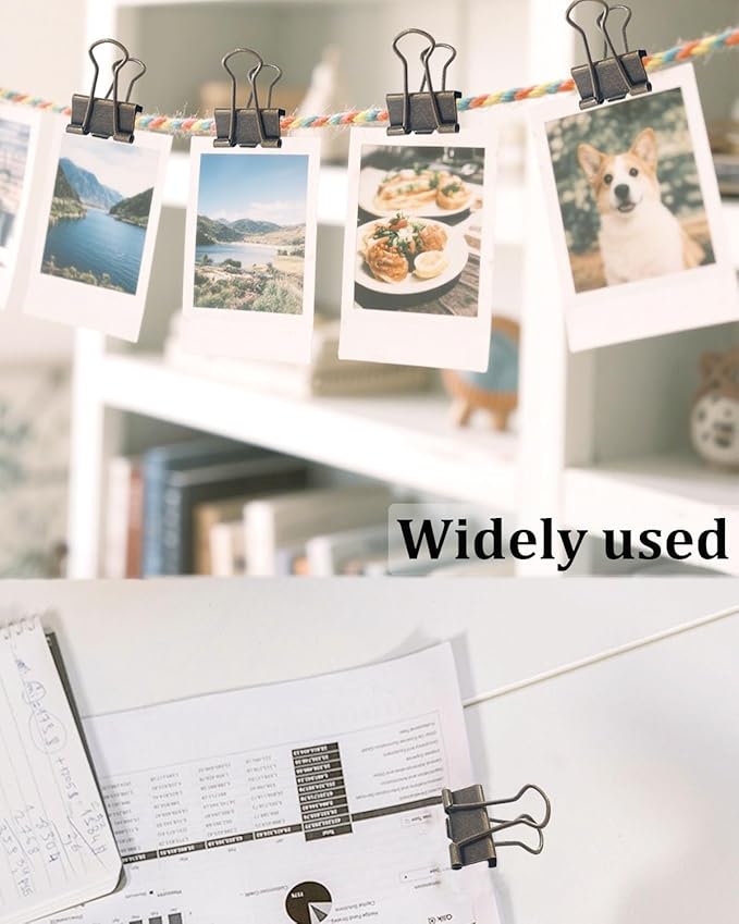 Assorted Binder Clips 0.75/1/1.25in 25-Pack - Bronze Tone Clips for Office & Home