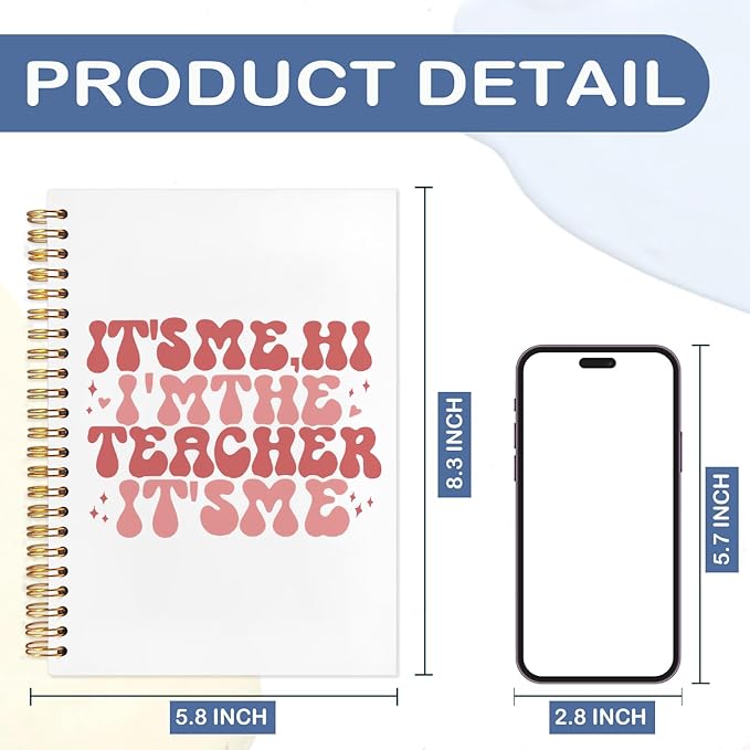 SNNDER Teacher Notebook Journal, Teacher Appreciation Gifts, Back To School Gifts for Teachers, It's Me Hi I'm the Teachers Hardcover Spiral Notebooks 5.5x8.3 Inch