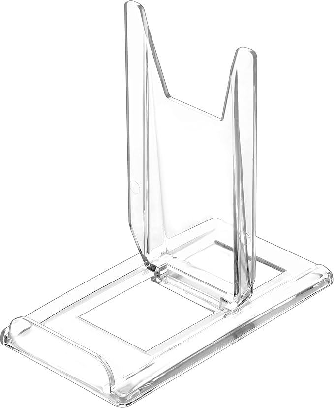 (10 Pack )Acrylic Book Stand for Display Adjustable Clear Display Holder Easel Collector Stand for Home Office Back to School Comic Album CD Magazine Postcard Artworks (4.2 x 4.3 x 2.35 Inch)