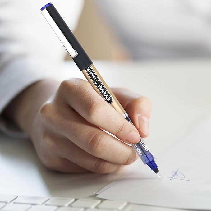 EYEYE 12 Pack 0.5mm Extra Fine Point Black Pens, Quick Dry Liquid Ink Rollerball Pens, Smooth Writing Fine Tip for Journaling, Note Taking, Office & School Supplies