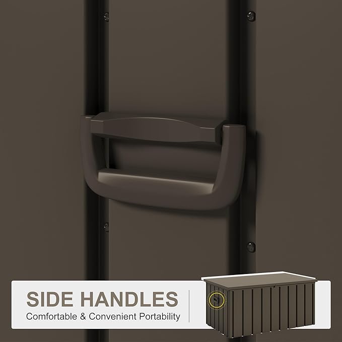 PURPLE LEAF Outdoor Deck Box 150 Gallon Waterproof Lockable Storage Box Container with Lid Deck Organization for Patio Cushions Side Table Pool Accessories Garden Tools, Brown